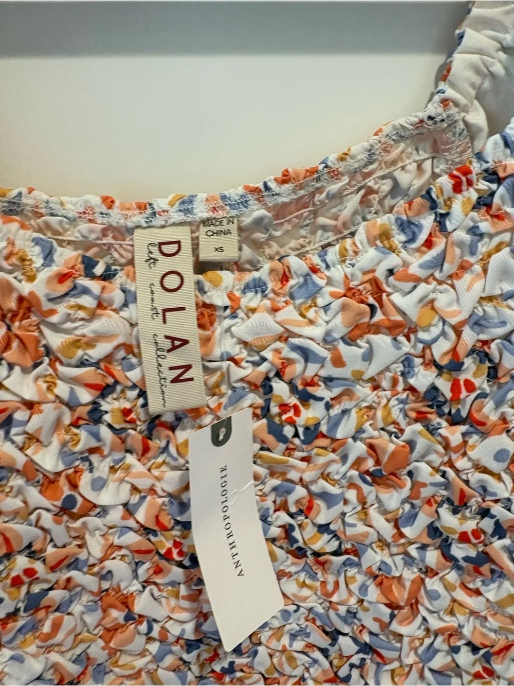 NWT Anthropologie Dolan smocked Smocked Puff-Sleeve Floral Crop Top